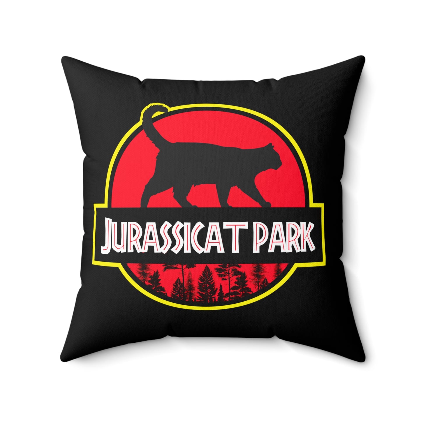 Jurassicat Park - Spun Polyester Square Pillow