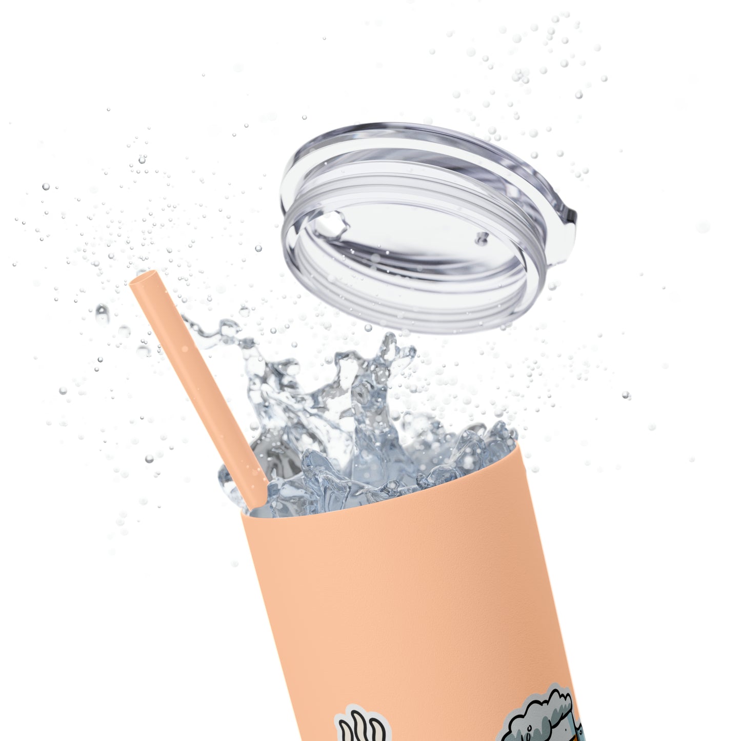 AM/PM - Skinny Tumbler with Straw, 20oz