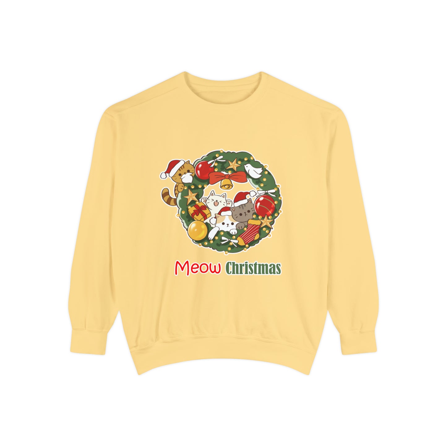 Meow Christmas - Unisex Garment-Dyed Sweatshirt