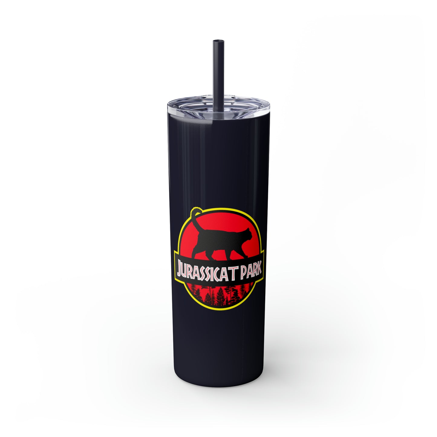 Jurassicat Park - Skinny Tumbler with Straw, 20oz