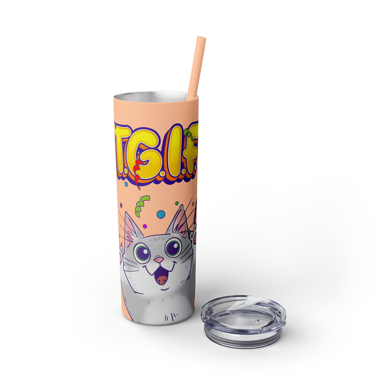 TGIF - Skinny Tumbler with Straw, 20oz