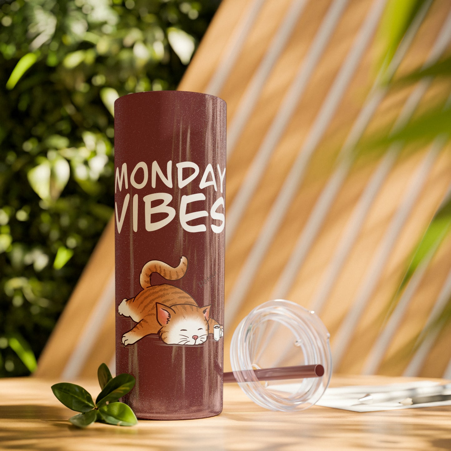 Monday Vibes - Skinny Tumbler with Straw, 20oz