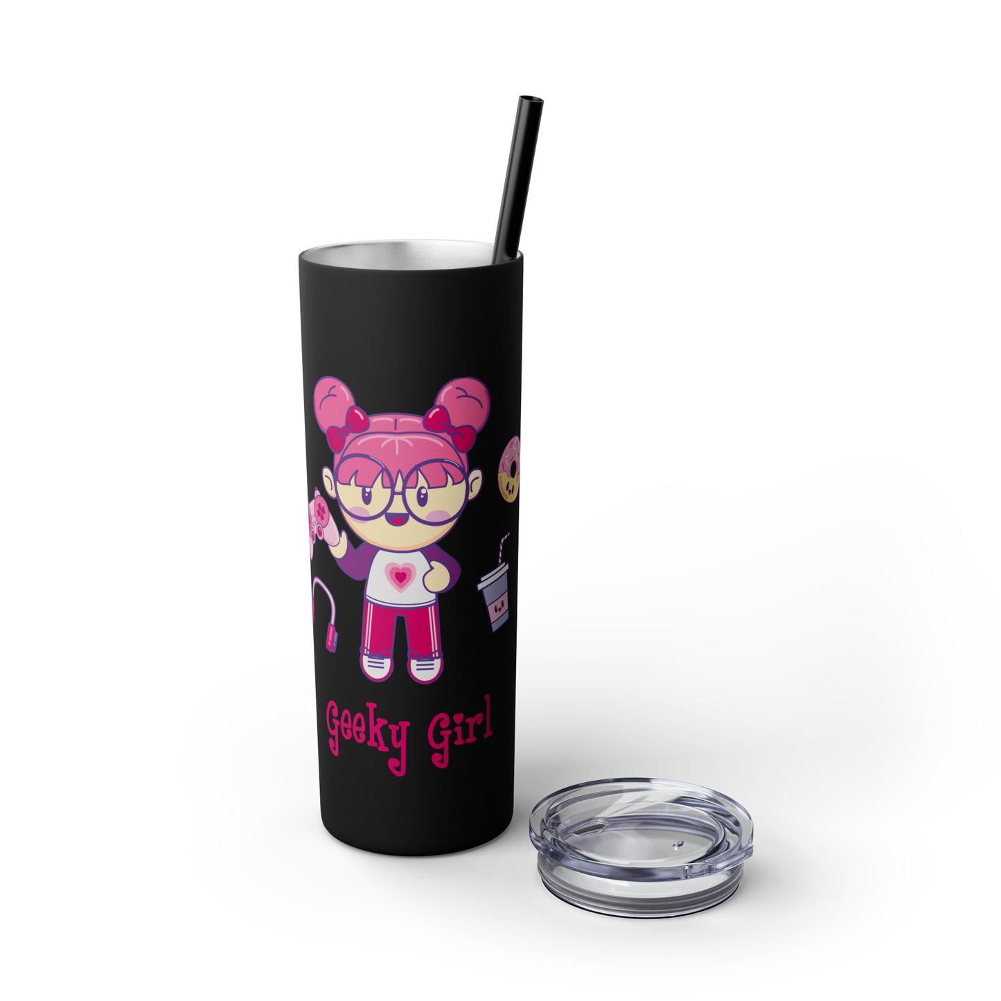 Geek Girl - Skinny Tumbler with Straw, 20oz