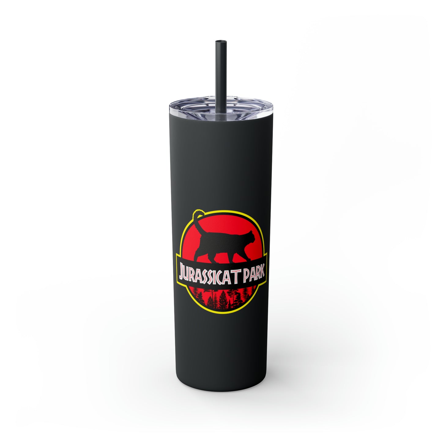 Jurassicat Park - Skinny Tumbler with Straw, 20oz