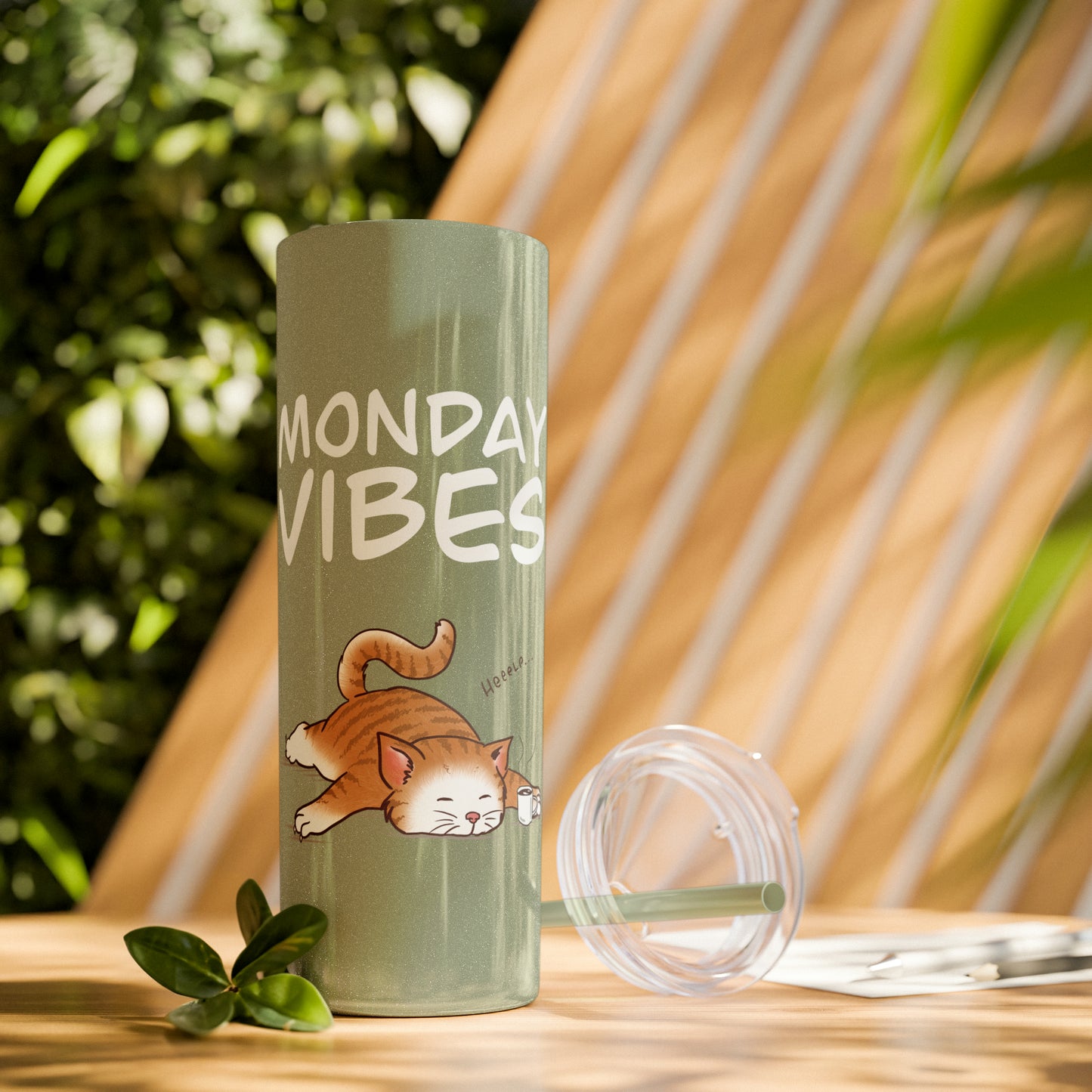 Monday Vibes - Skinny Tumbler with Straw, 20oz