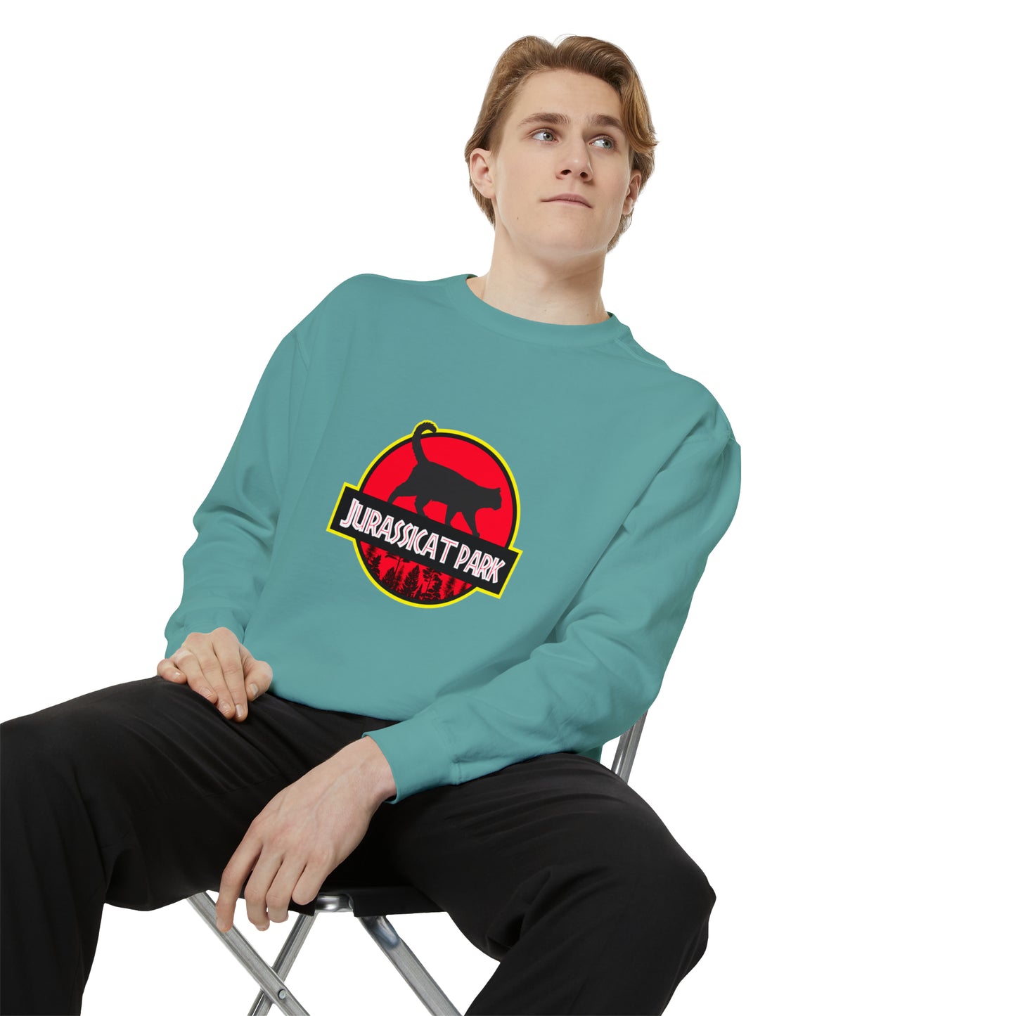 Jurassicat Park - Unisex Garment-Dyed Sweatshirt