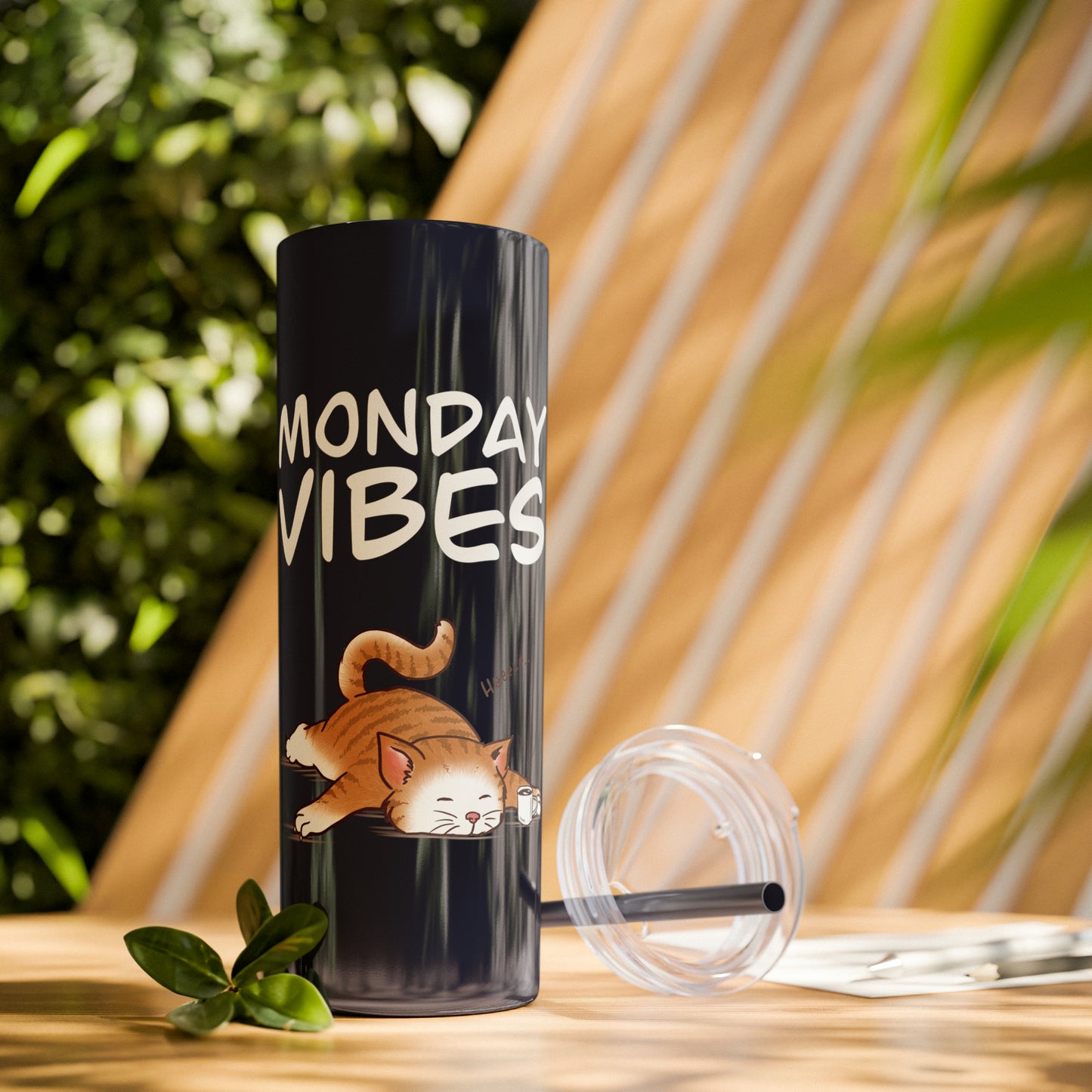 Monday Vibes - Skinny Tumbler with Straw, 20oz