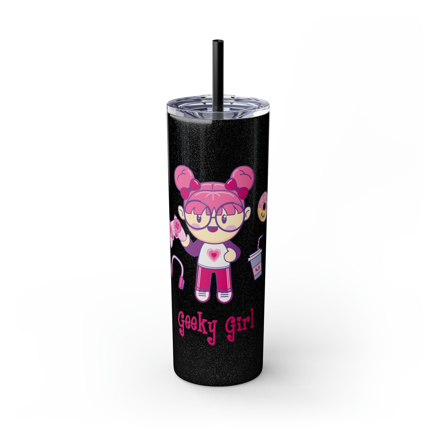 Geek Girl - Skinny Tumbler with Straw, 20oz