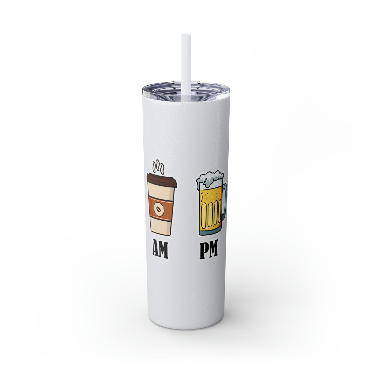 AM/PM - Skinny Tumbler with Straw, 20oz