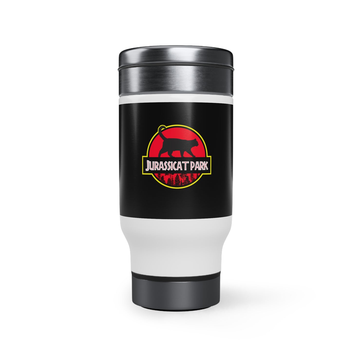 Jurassicat Park - Stainless Steel Travel Mug with Handle, 14oz