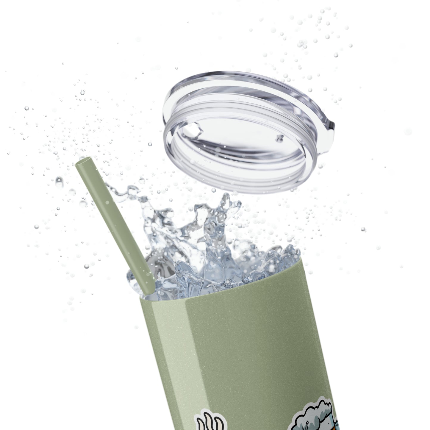 AM/PM - Skinny Tumbler with Straw, 20oz