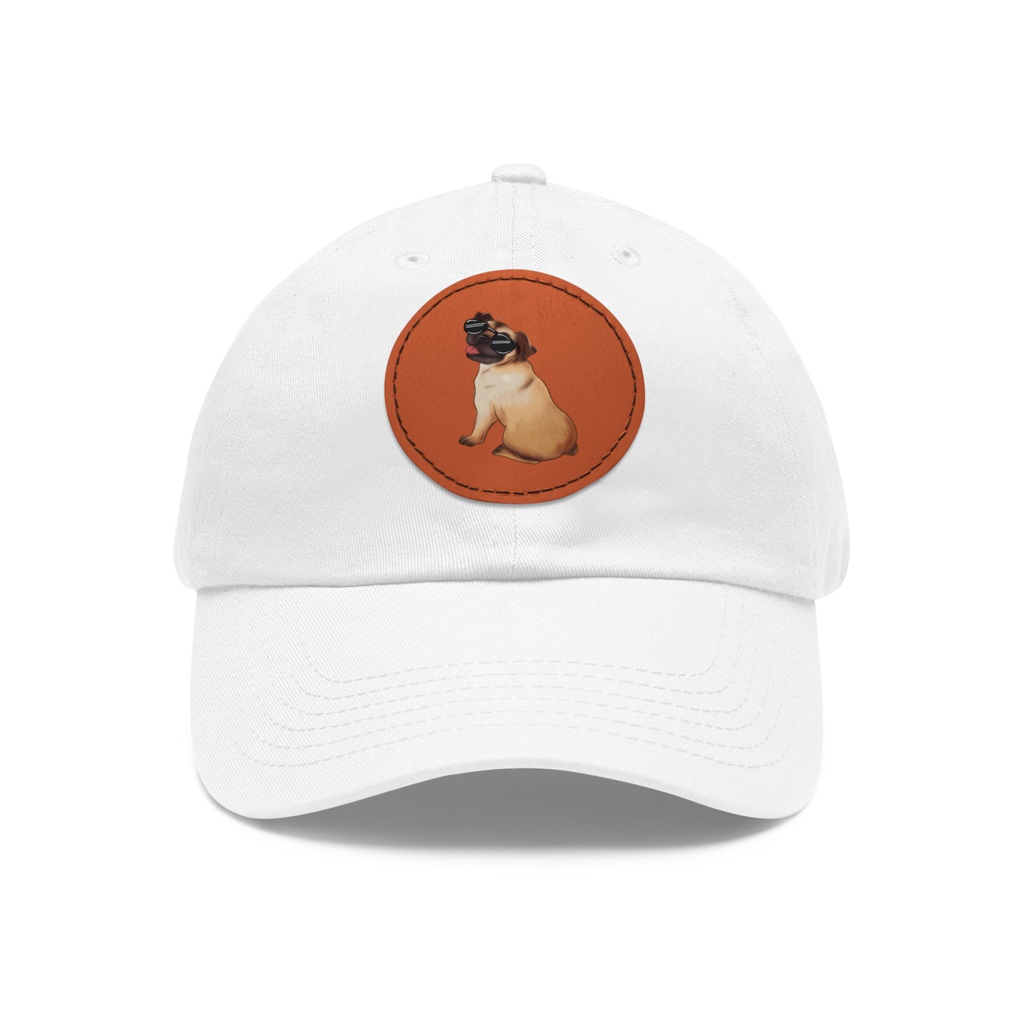 Pug - Dad Hat with Leather Patch (Round)