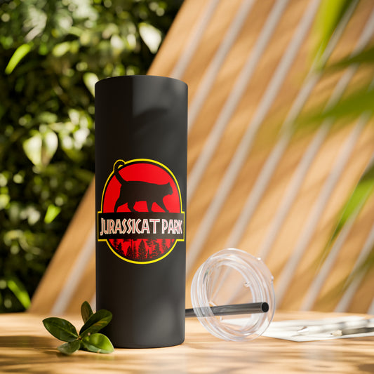 Jurassicat Park - Skinny Tumbler with Straw, 20oz