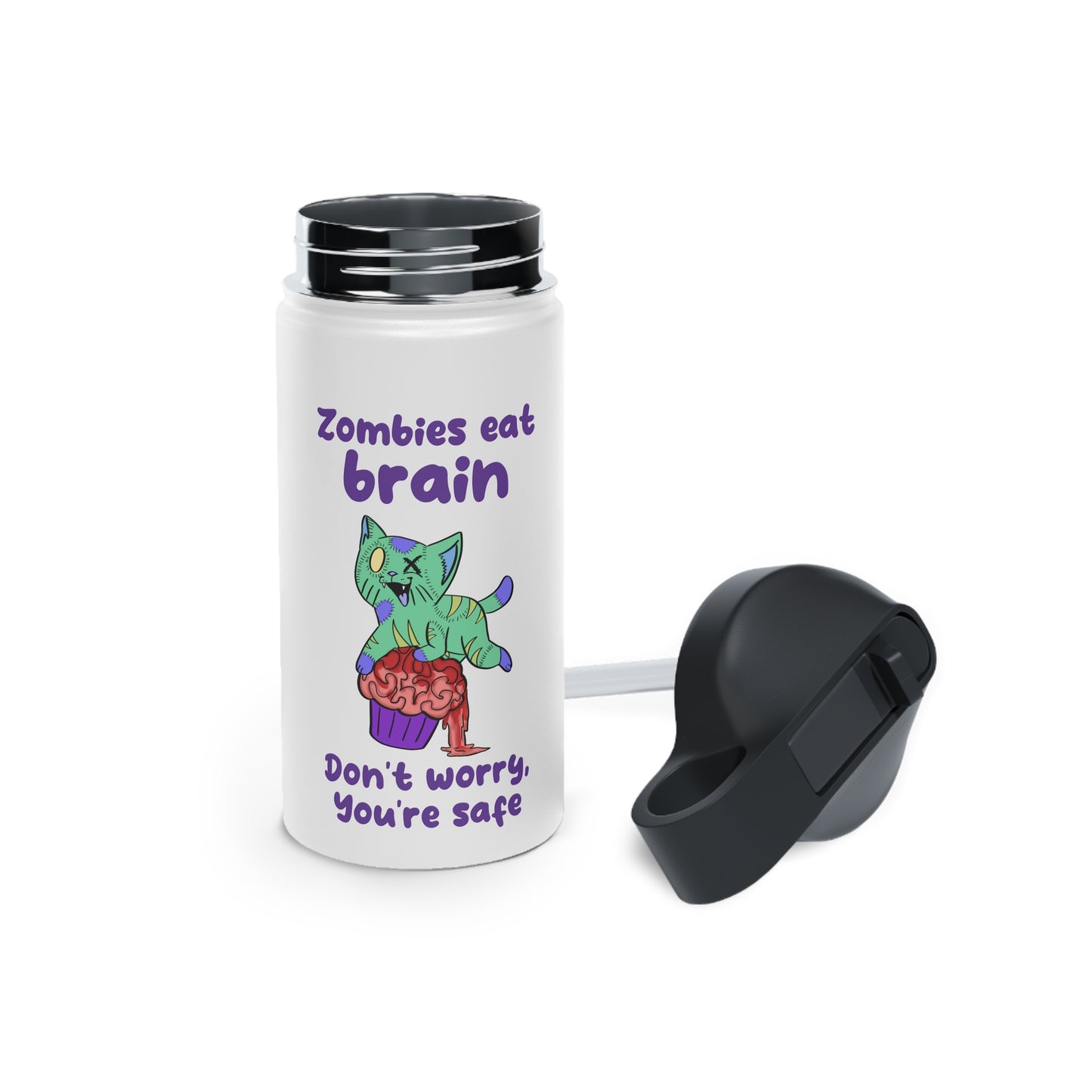 Zombie Cat - Stainless Steel Water Bottle, Standard Lid