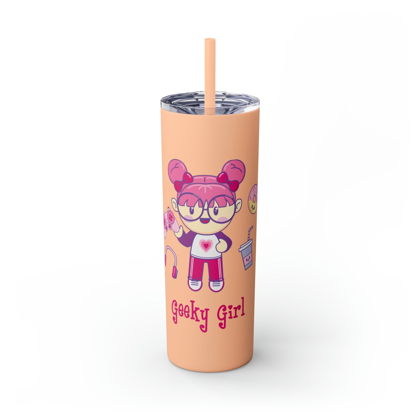 Geek Girl - Skinny Tumbler with Straw, 20oz