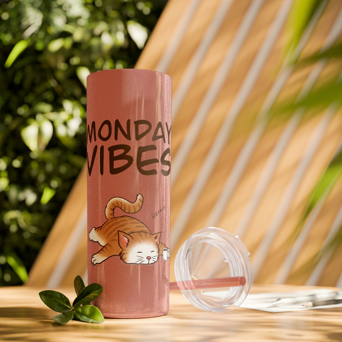 Monday Vibes - Skinny Tumbler with Straw, 20oz