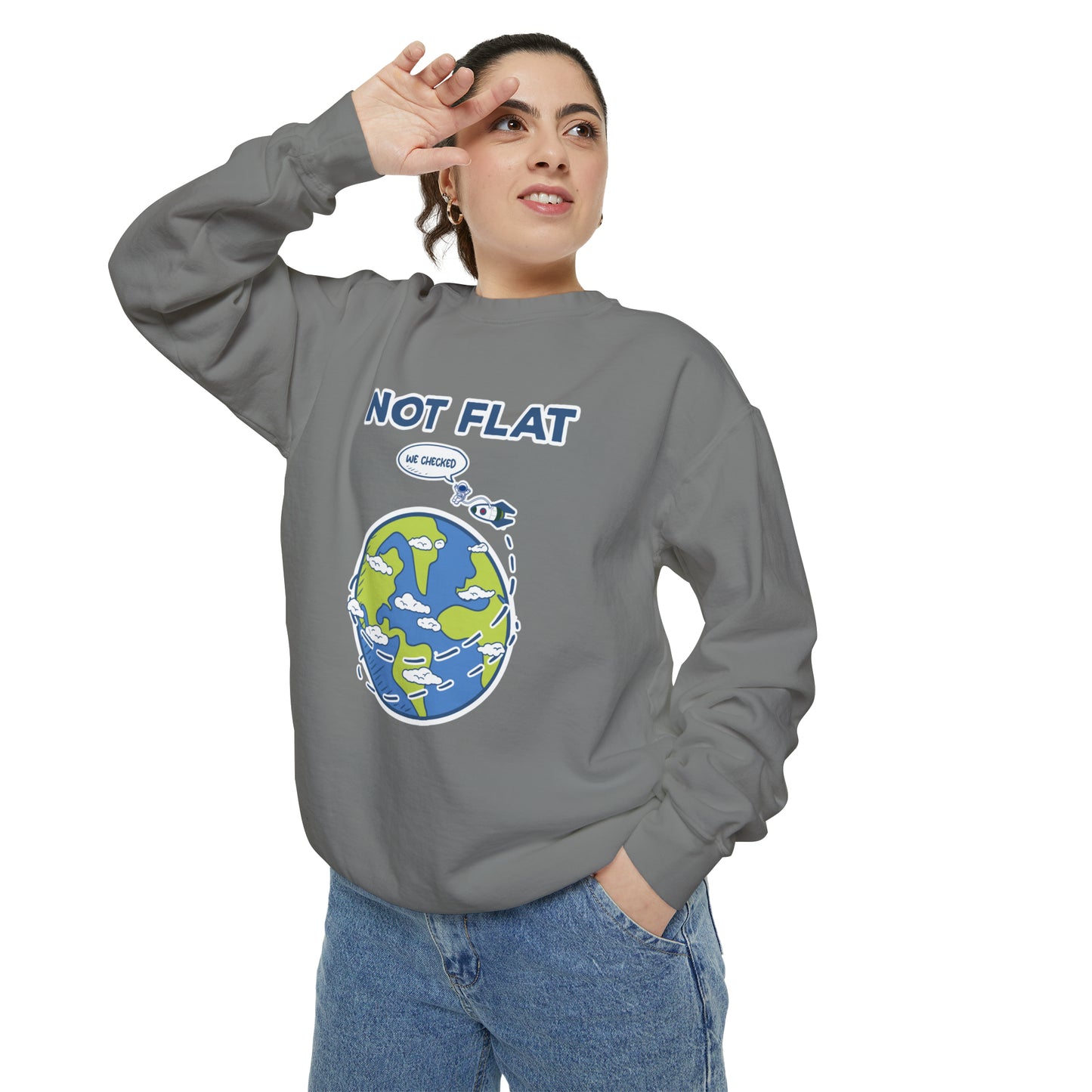 Flat Earth - Unisex Garment-Dyed Sweatshirt