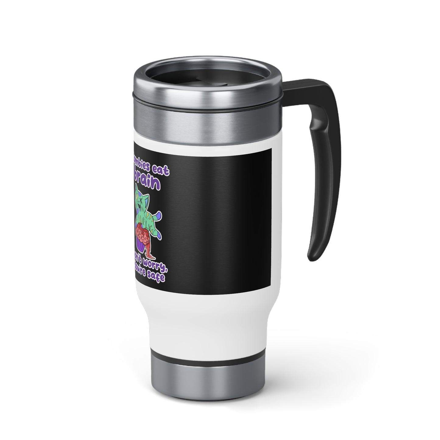 Zombie Cat - Stainless Steel Travel Mug with Handle, 14oz