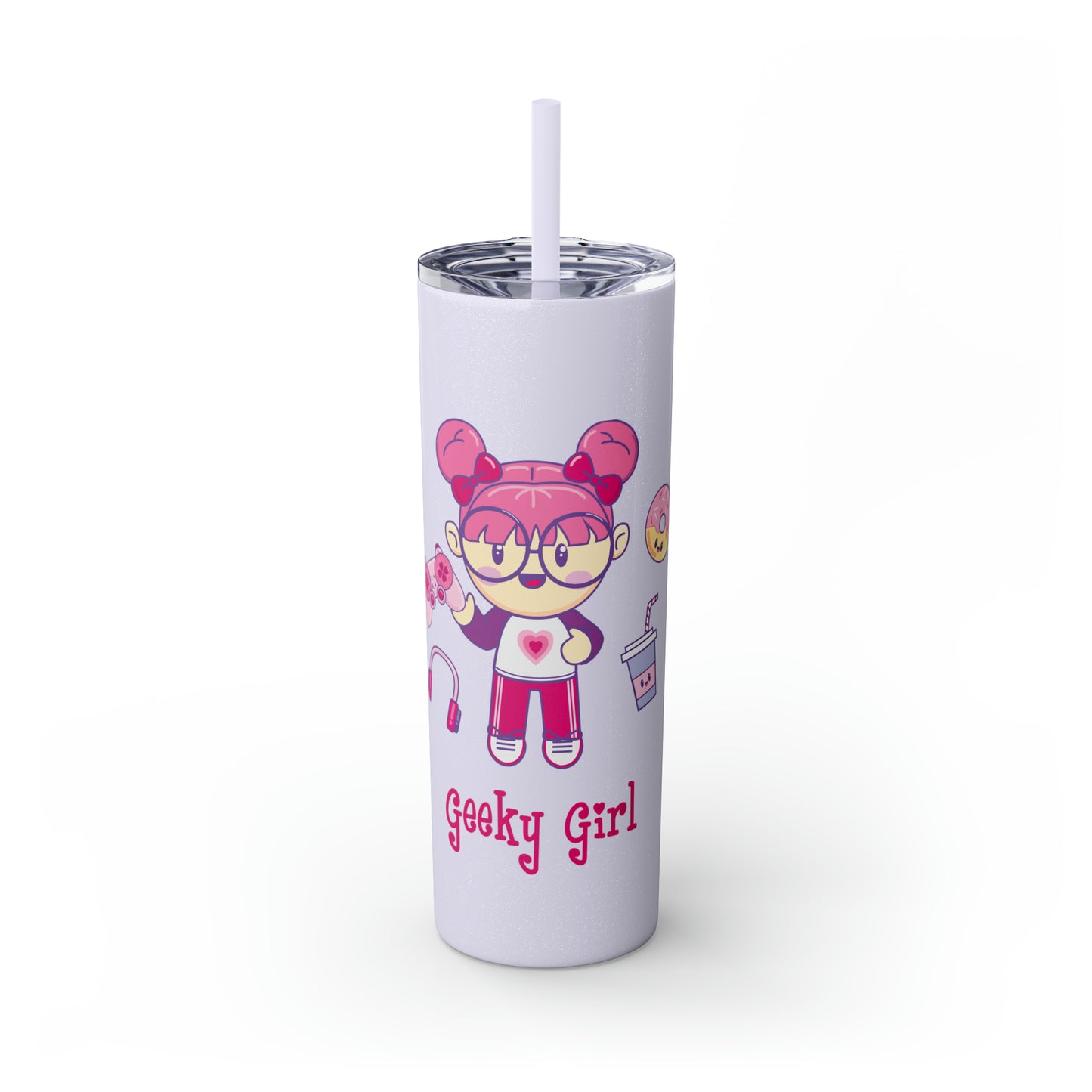 Geek Girl - Skinny Tumbler with Straw, 20oz