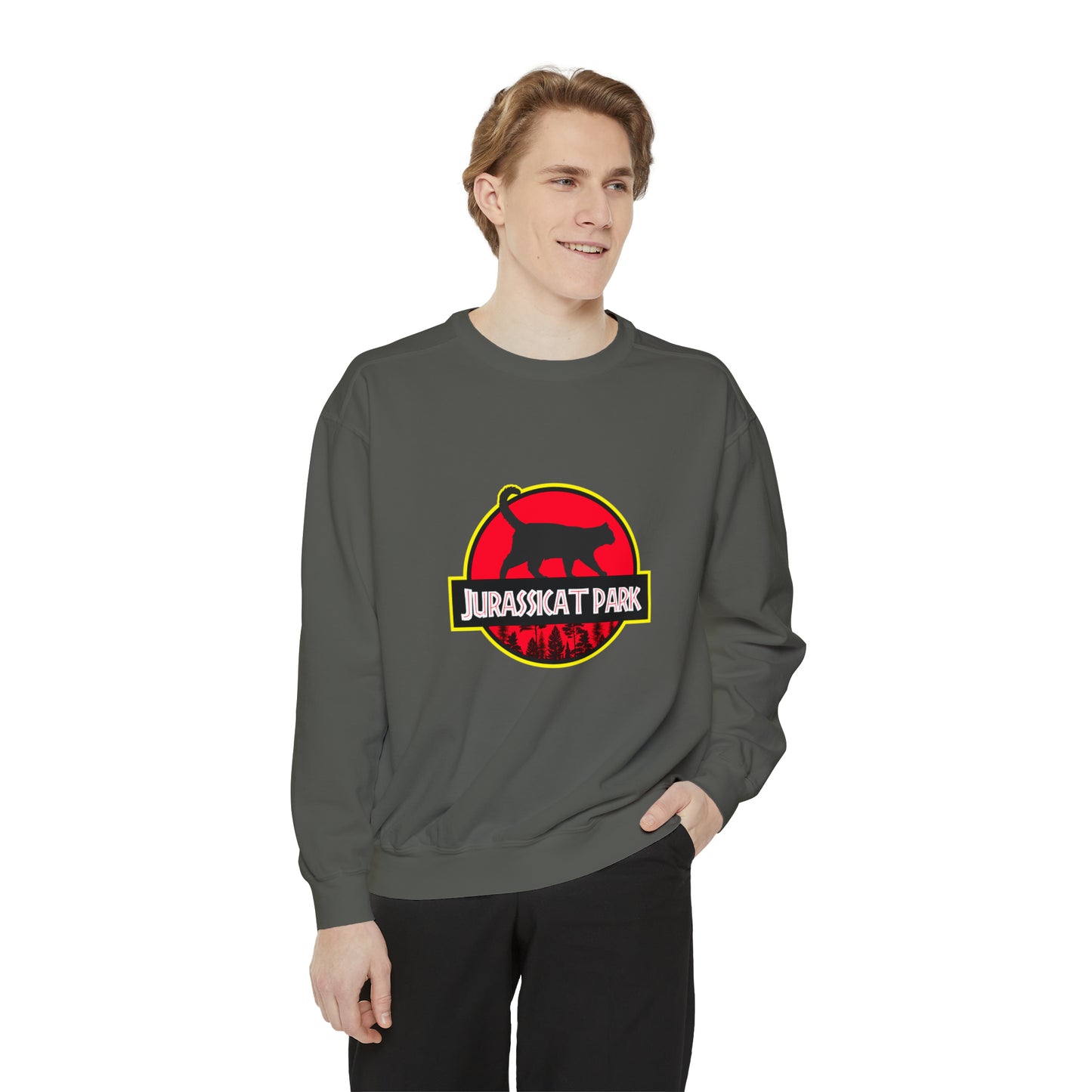 Jurassicat Park - Unisex Garment-Dyed Sweatshirt