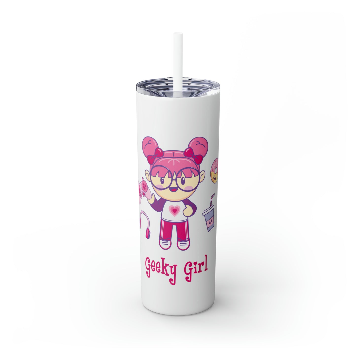 Geek Girl - Skinny Tumbler with Straw, 20oz