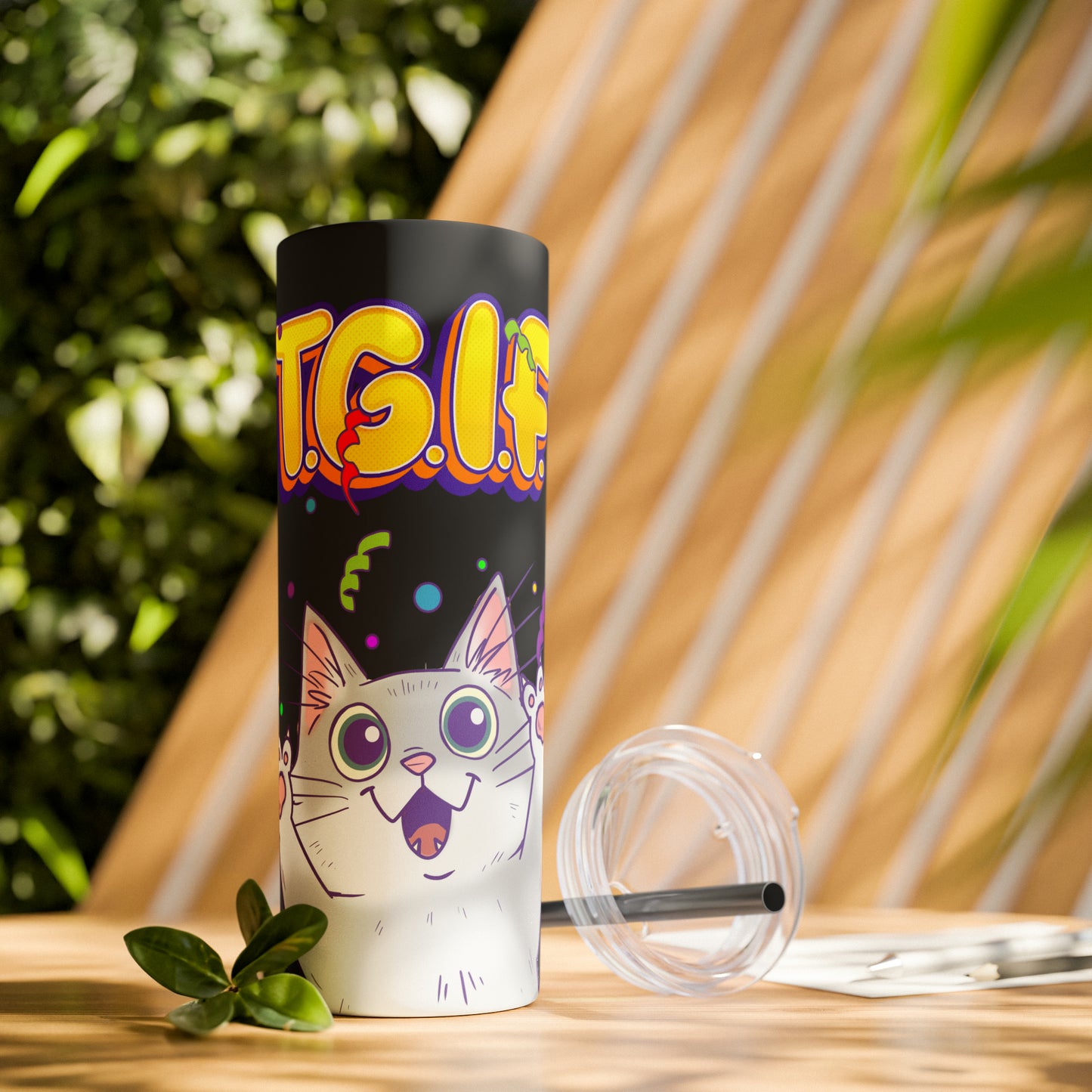 TGIF - Skinny Tumbler with Straw, 20oz