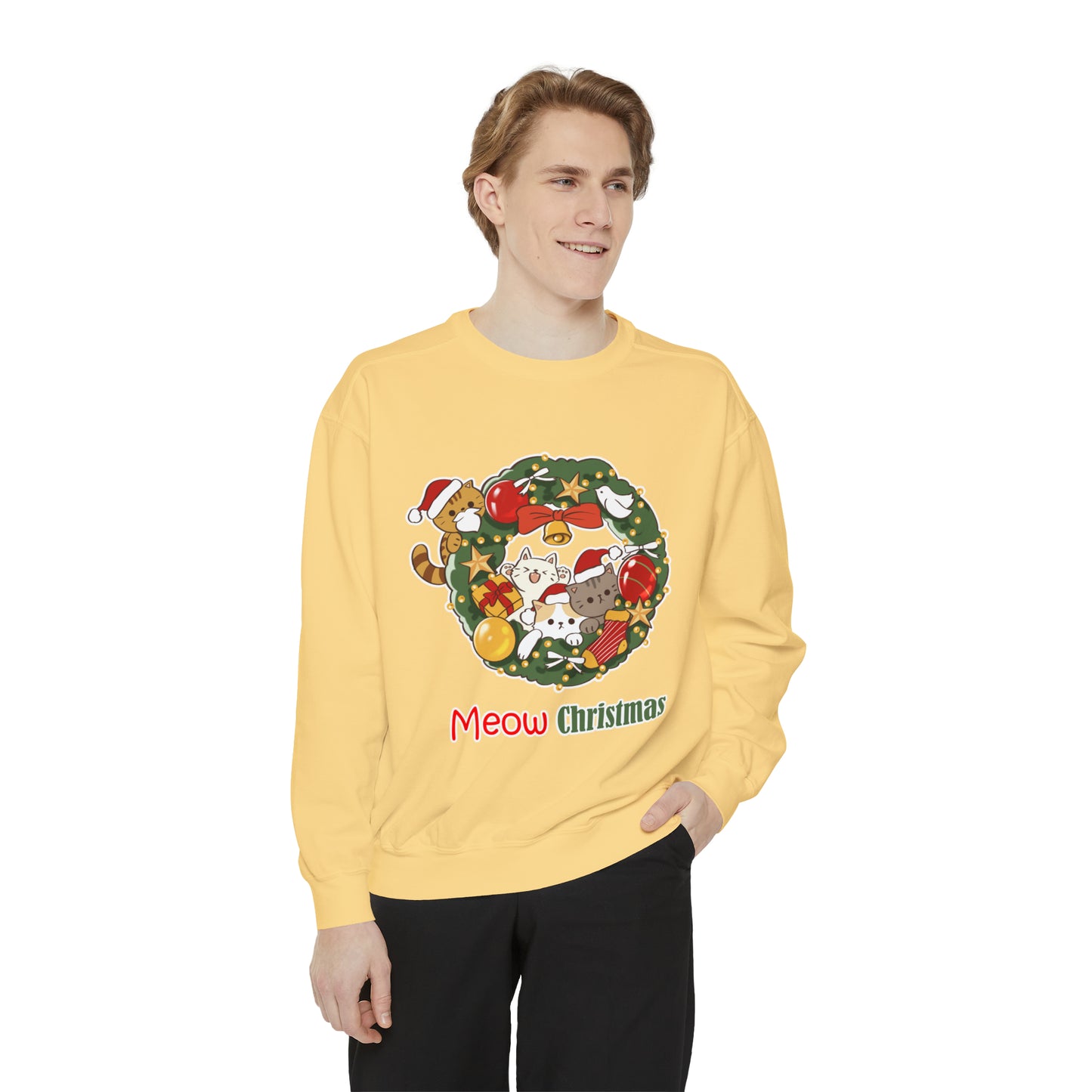 Meow Christmas - Unisex Garment-Dyed Sweatshirt