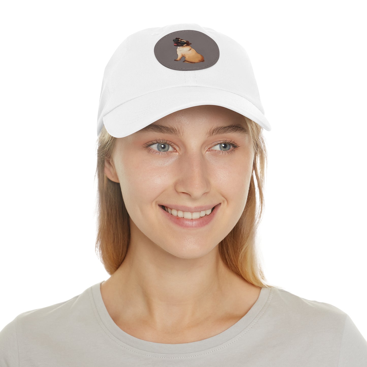 Pug - Dad Hat with Leather Patch (Round)