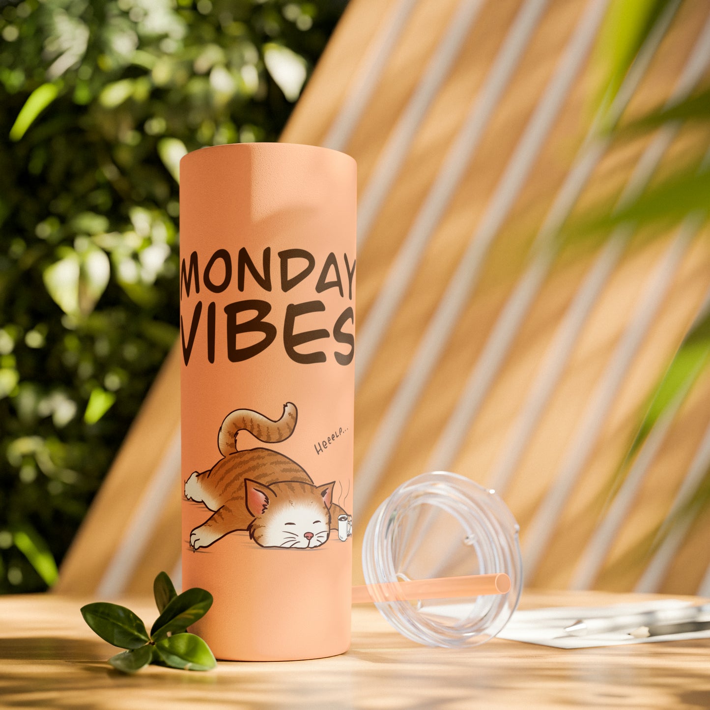 Monday Vibes - Skinny Tumbler with Straw, 20oz