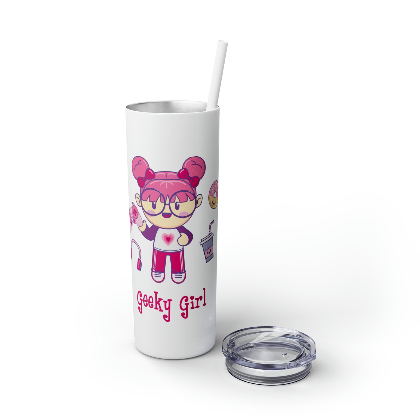 Geek Girl - Skinny Tumbler with Straw, 20oz