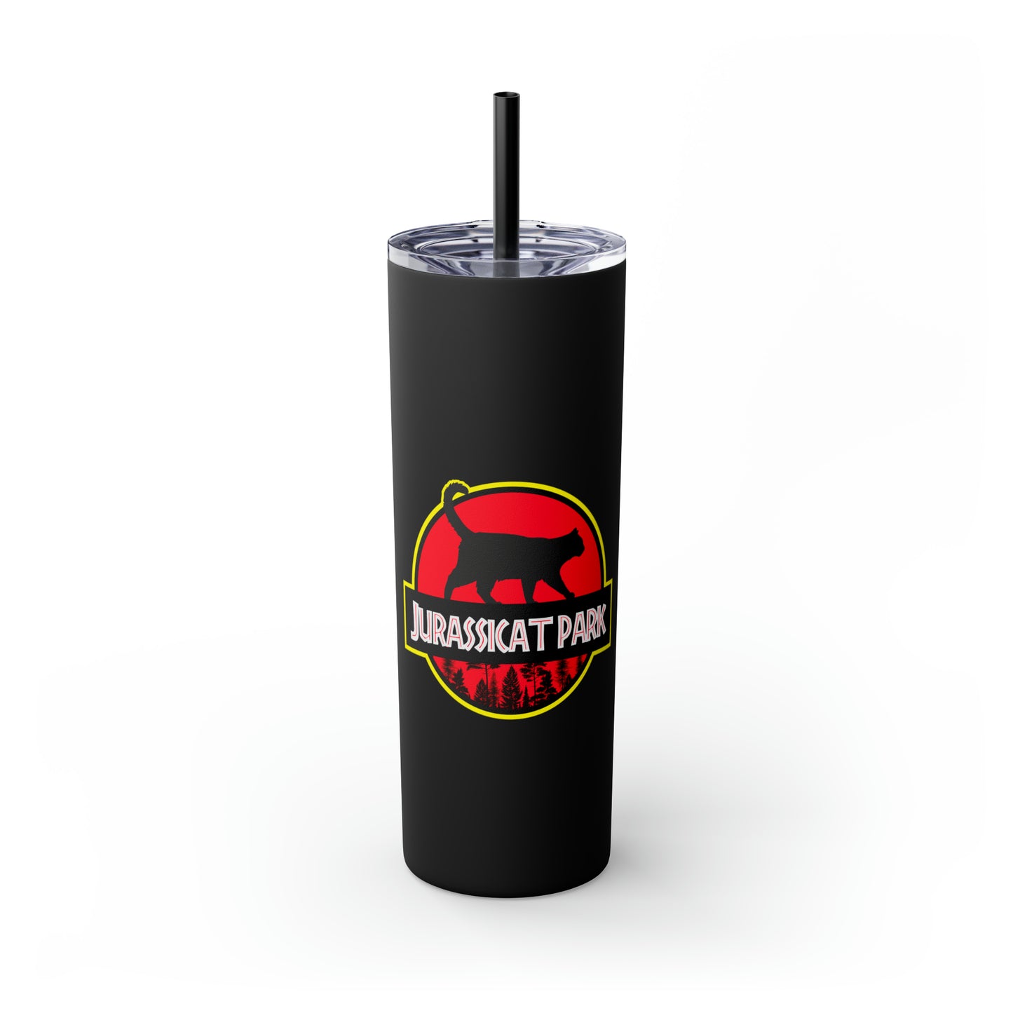 Jurassicat Park - Skinny Tumbler with Straw, 20oz