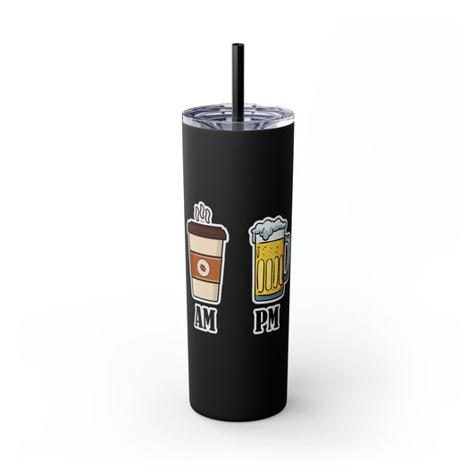 AM/PM - Skinny Tumbler with Straw, 20oz