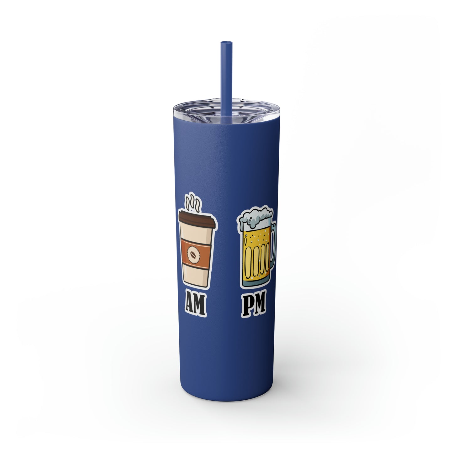 AM/PM - Skinny Tumbler with Straw, 20oz