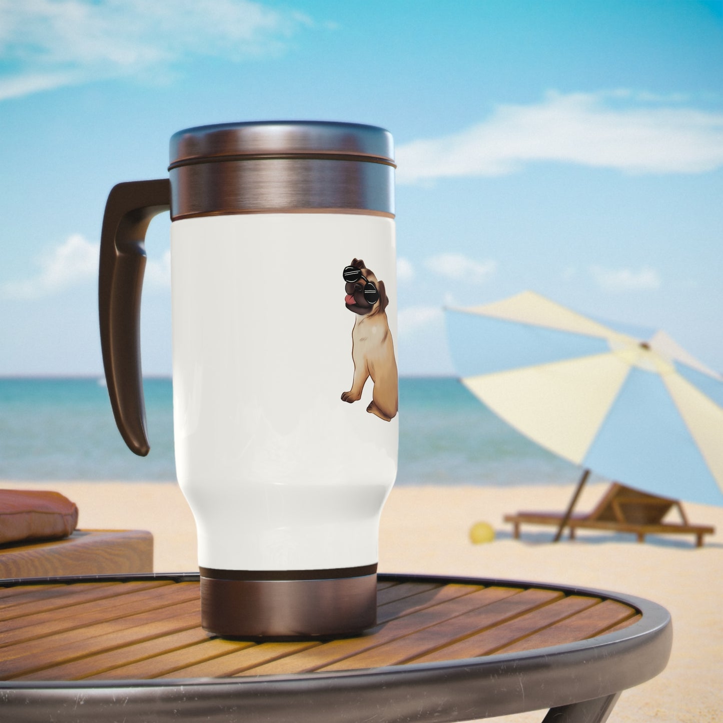 Pug - Stainless Steel Travel Mug with Handle, 14oz