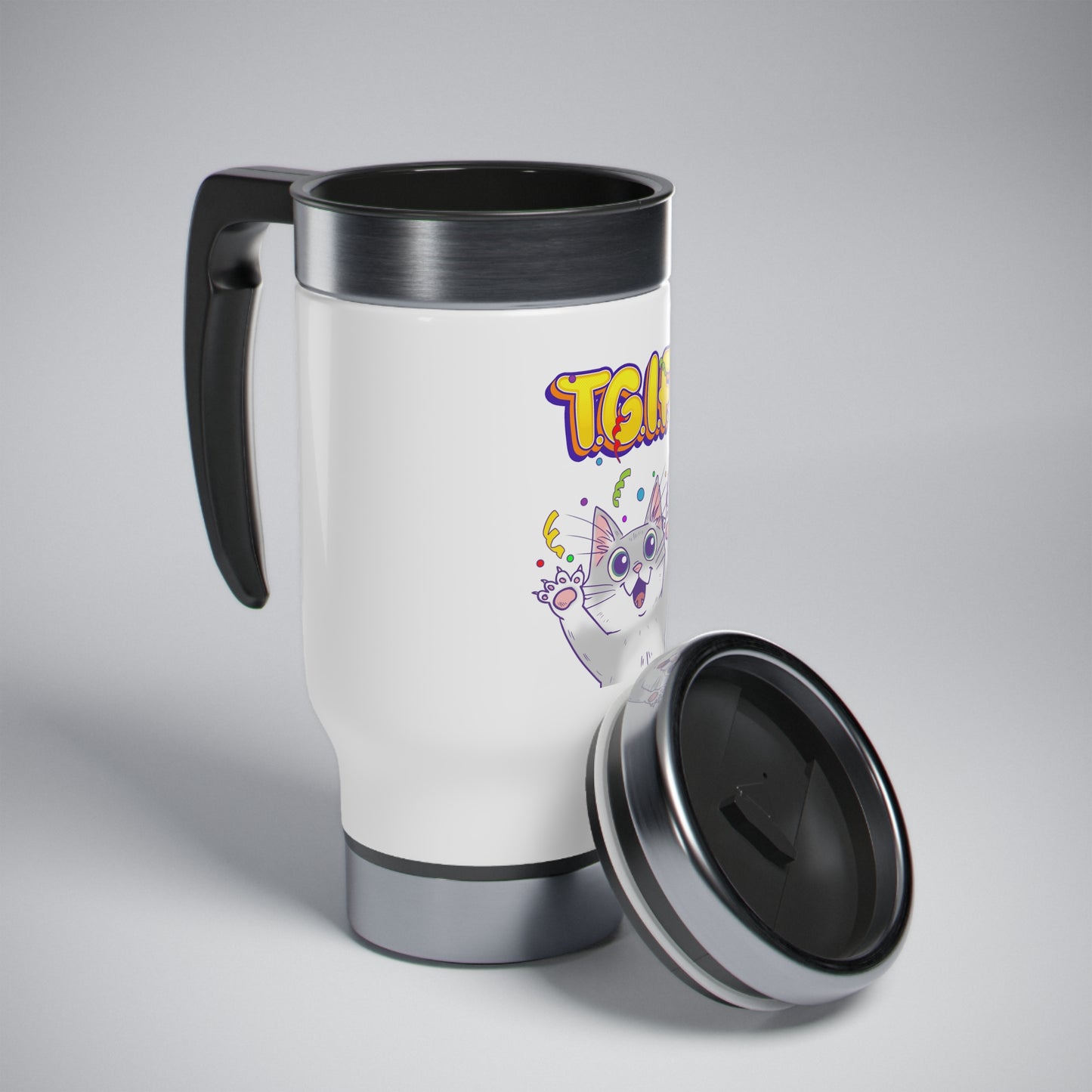 TGIF - Stainless Steel Travel Mug with Handle, 14oz