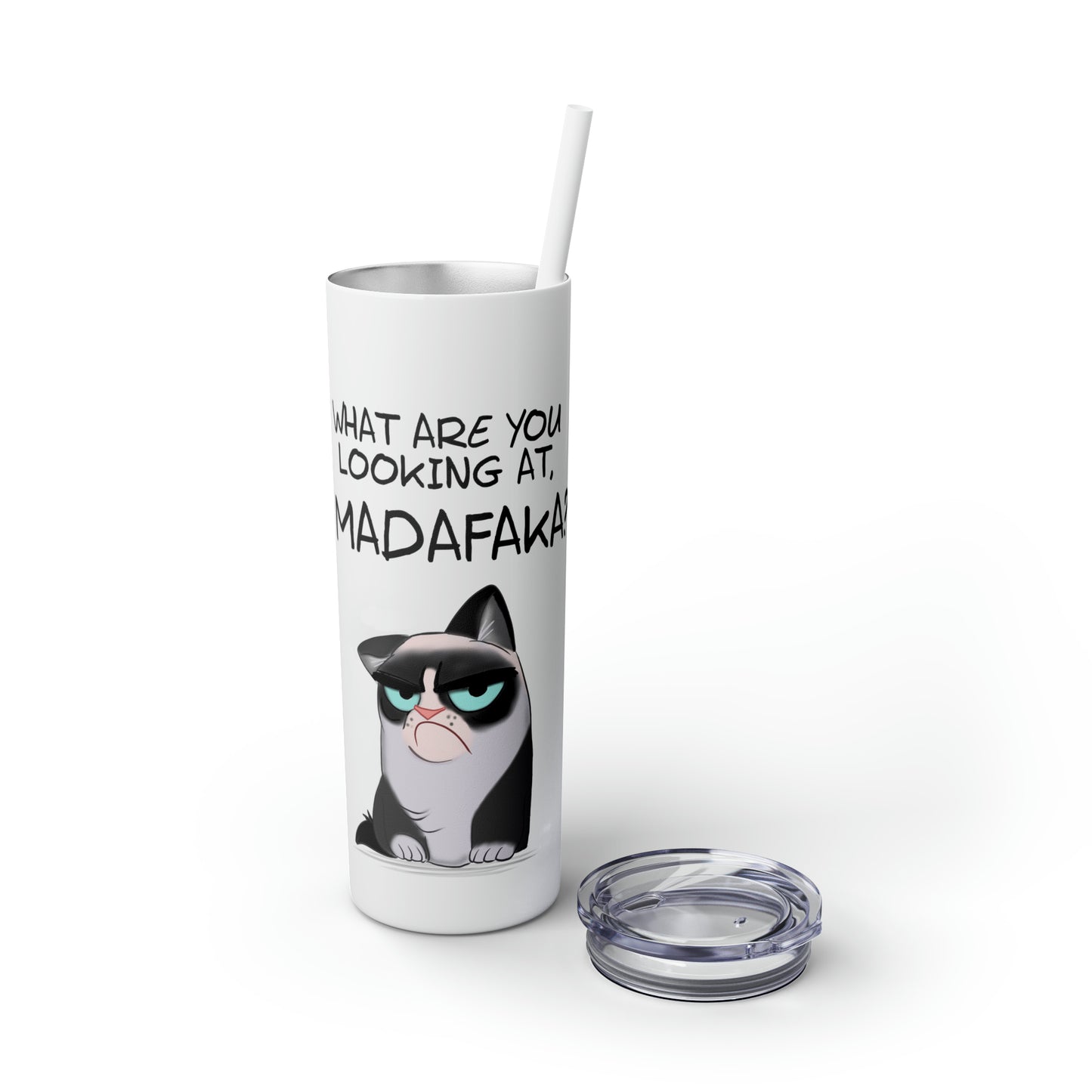 Madafaka - Skinny Tumbler with Straw, 20oz