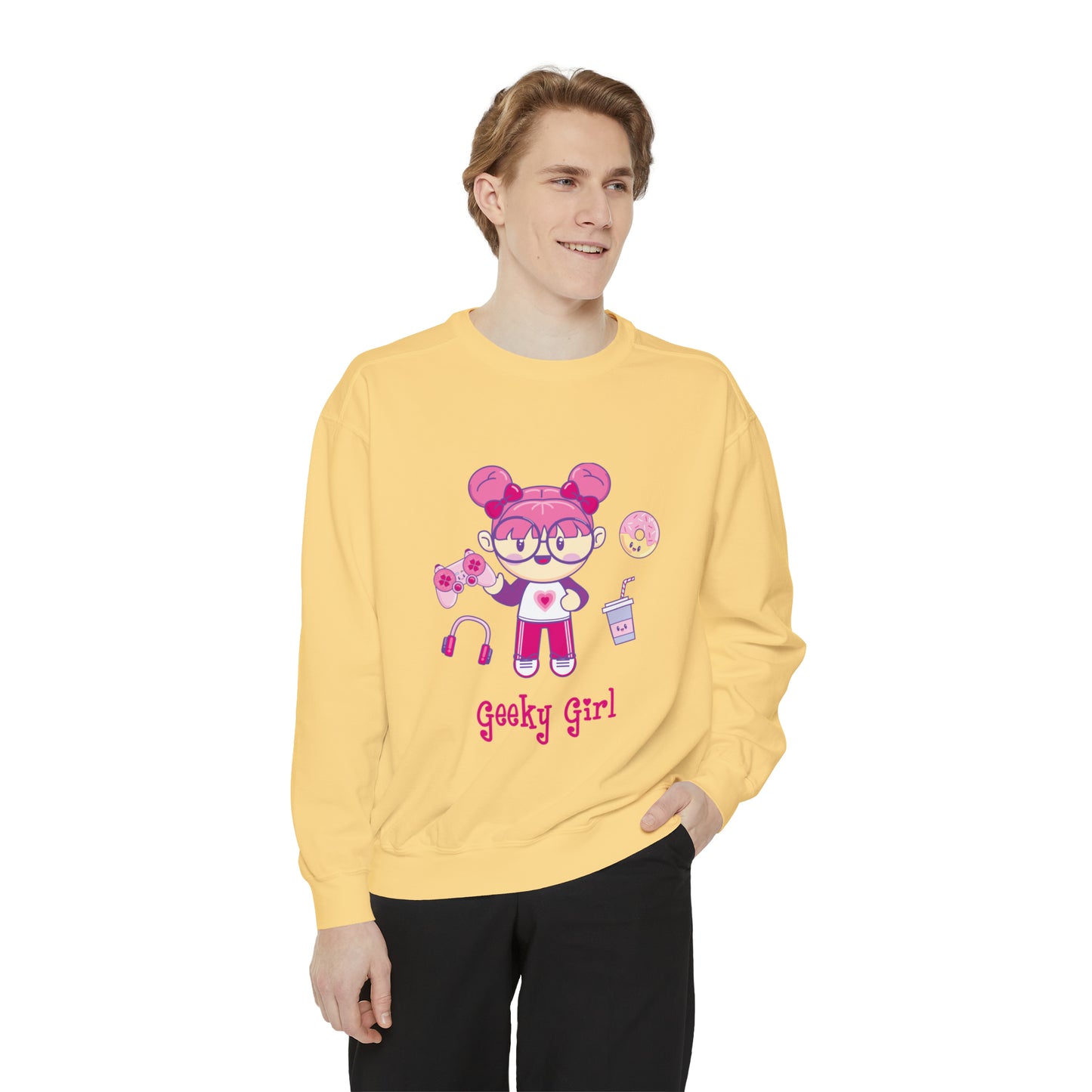 Geek Girl - Unisex Garment-Dyed Sweatshirt