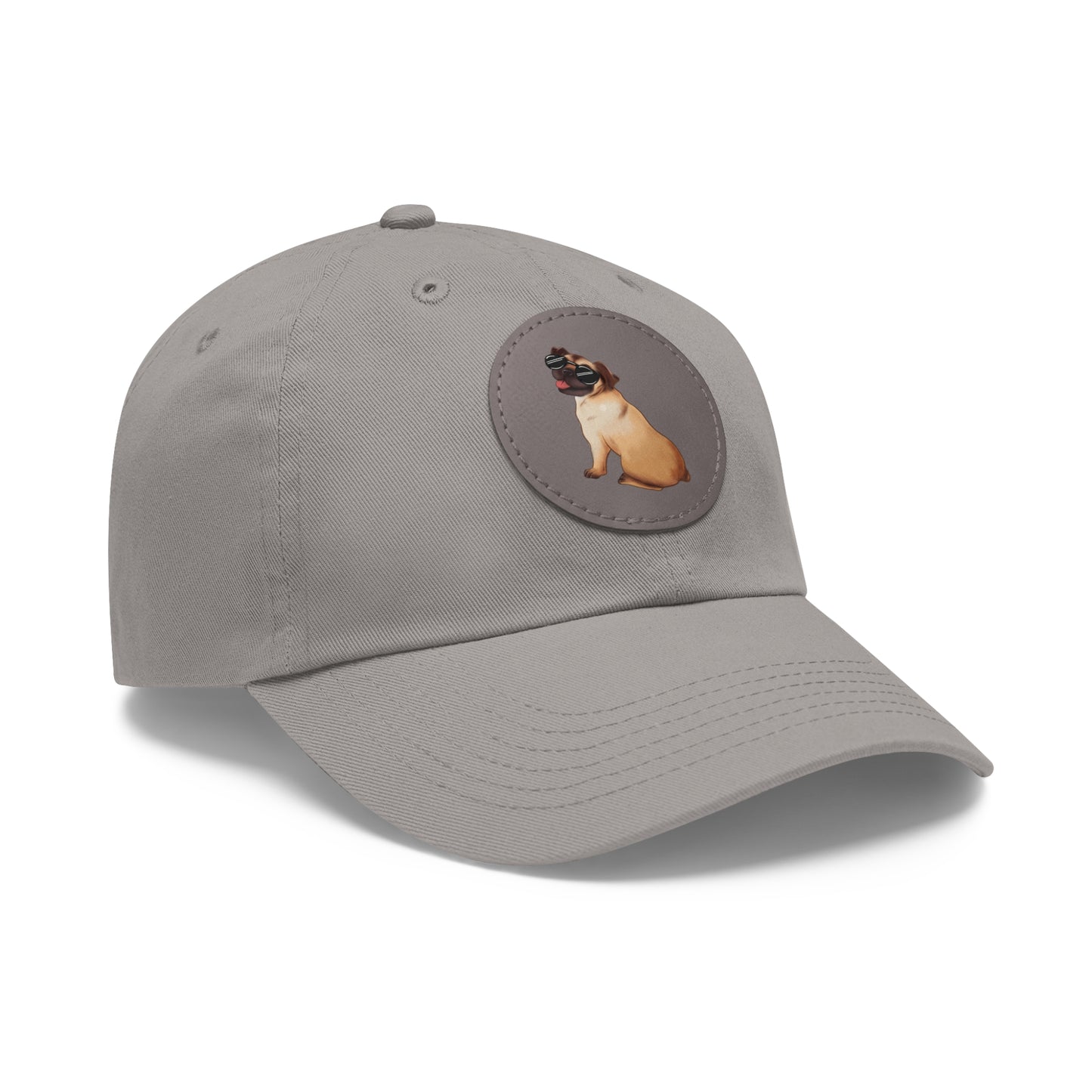 Pug - Dad Hat with Leather Patch (Round)