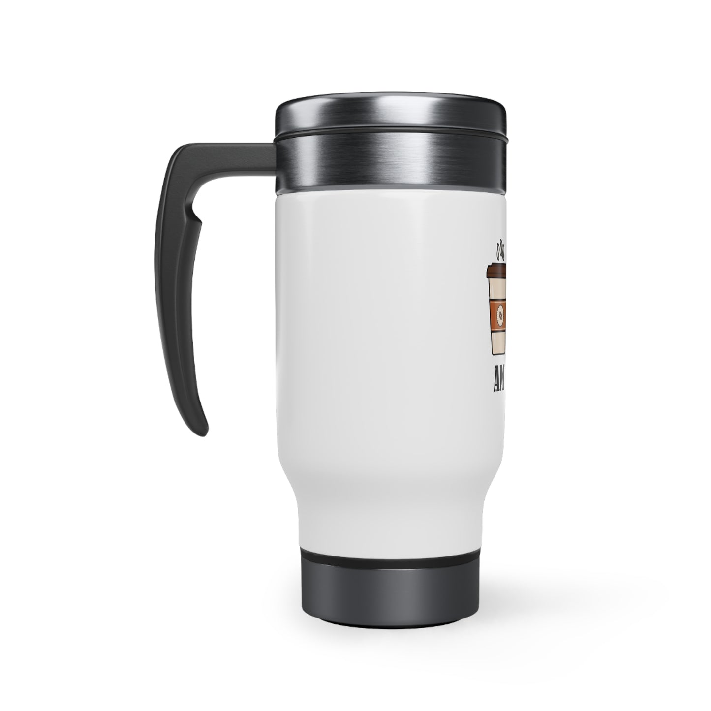 AM/PM - Stainless Steel Travel Mug with Handle, 14oz