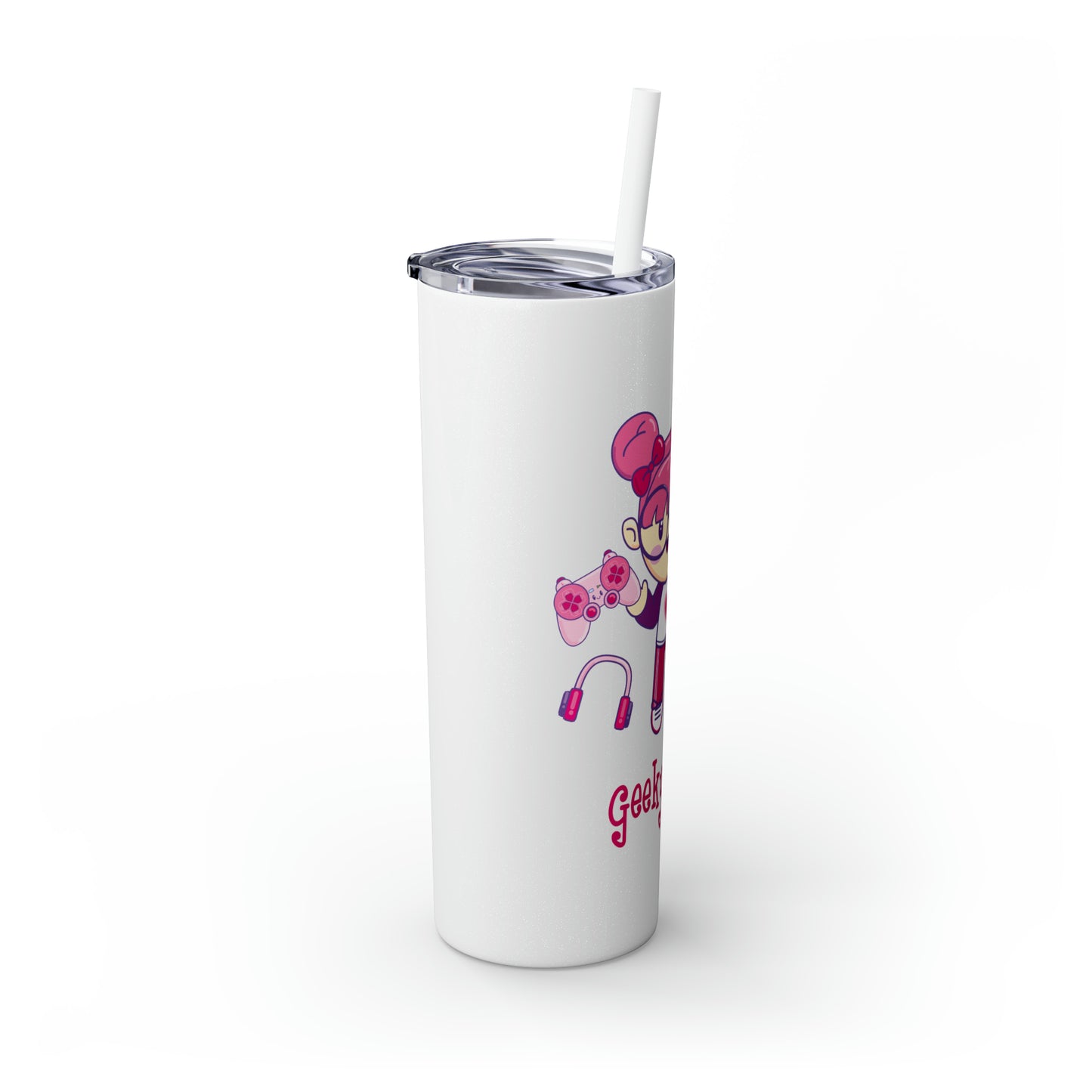 Geek Girl - Skinny Tumbler with Straw, 20oz