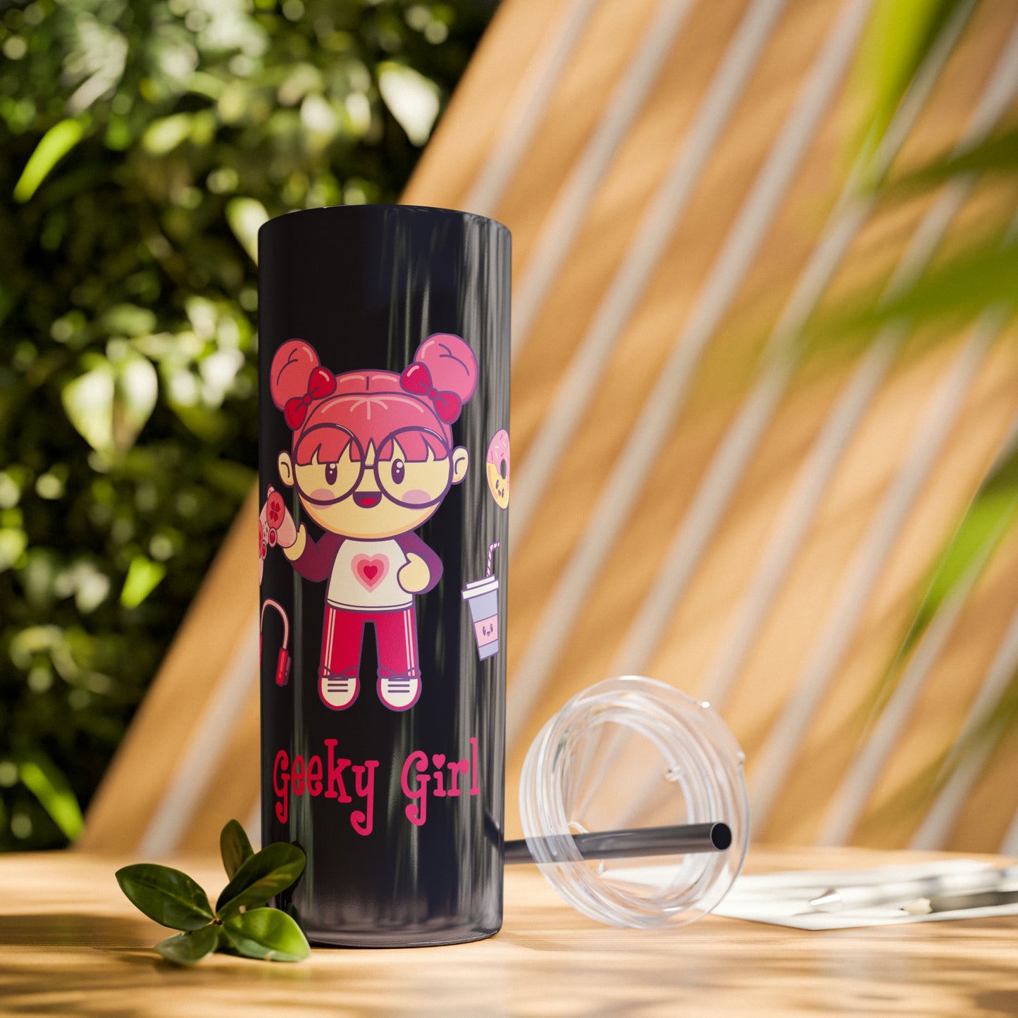 Geek Girl - Skinny Tumbler with Straw, 20oz