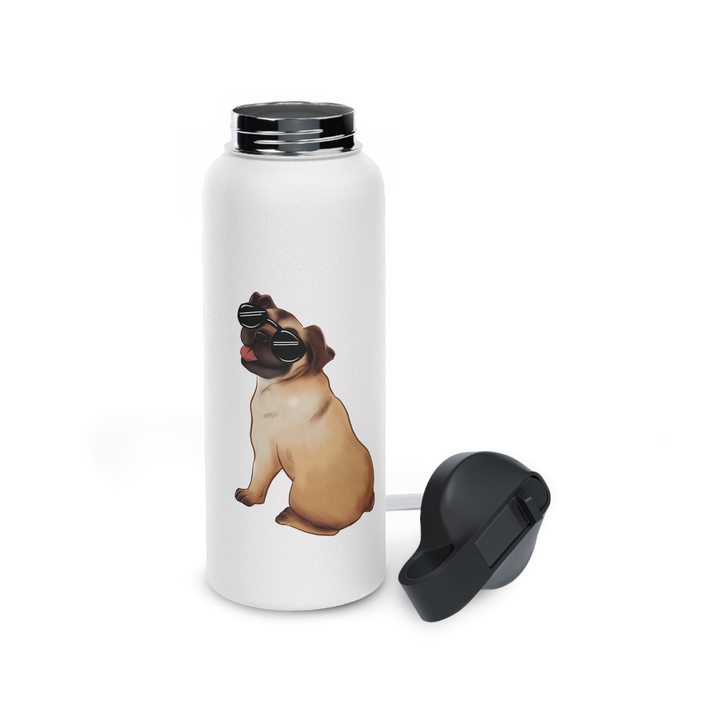 Pug - Stainless Steel Water Bottle, Standard Lid