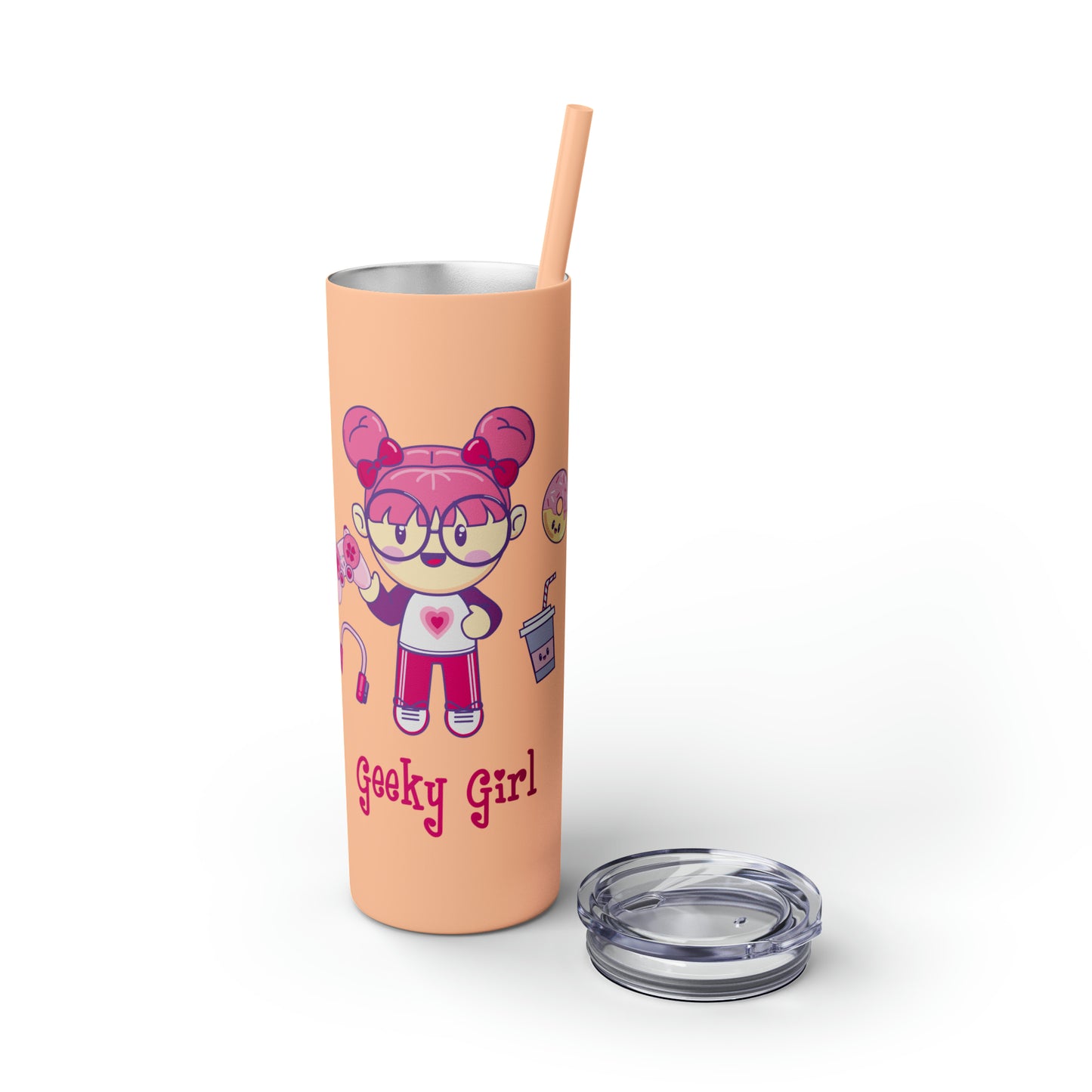 Geek Girl - Skinny Tumbler with Straw, 20oz