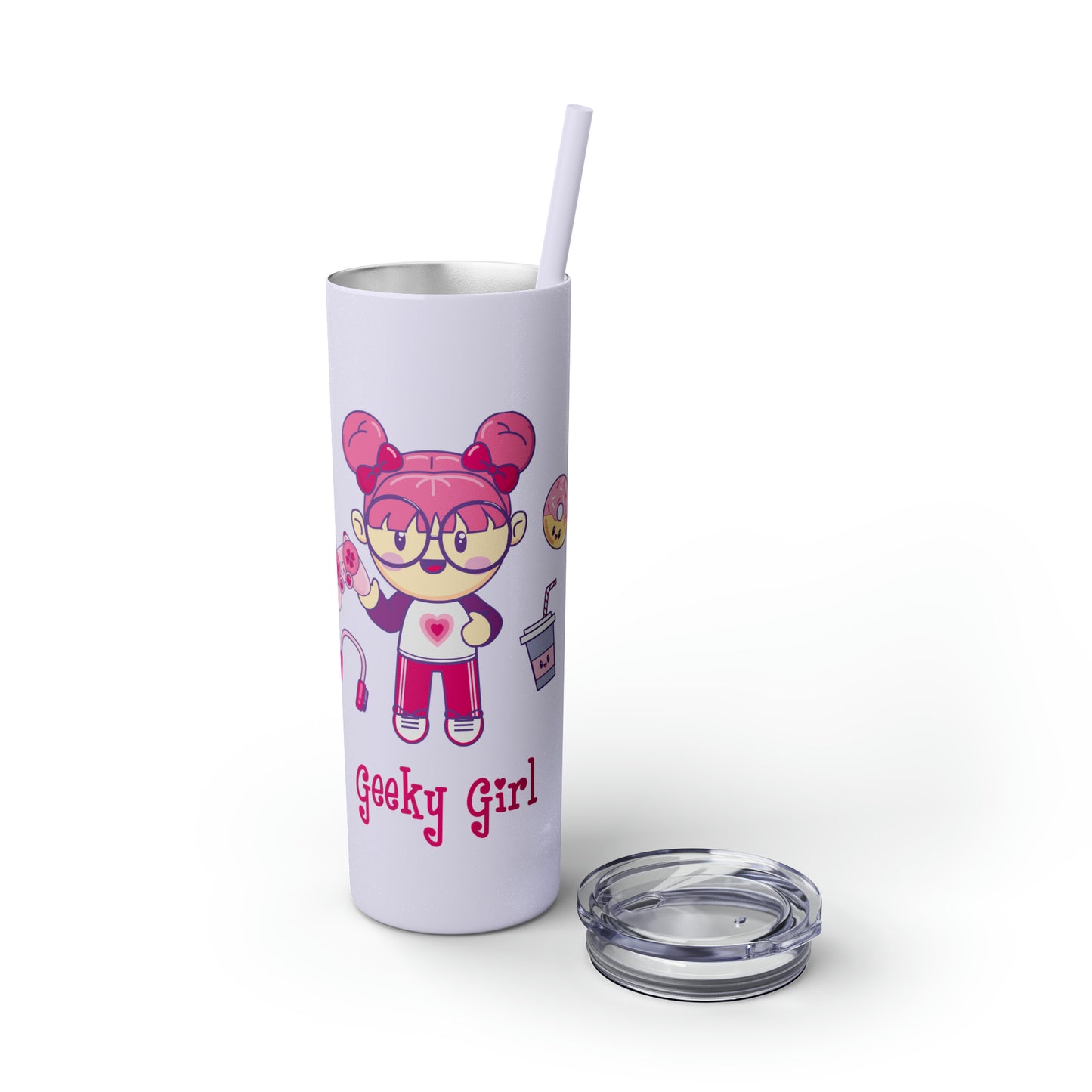 Geek Girl - Skinny Tumbler with Straw, 20oz