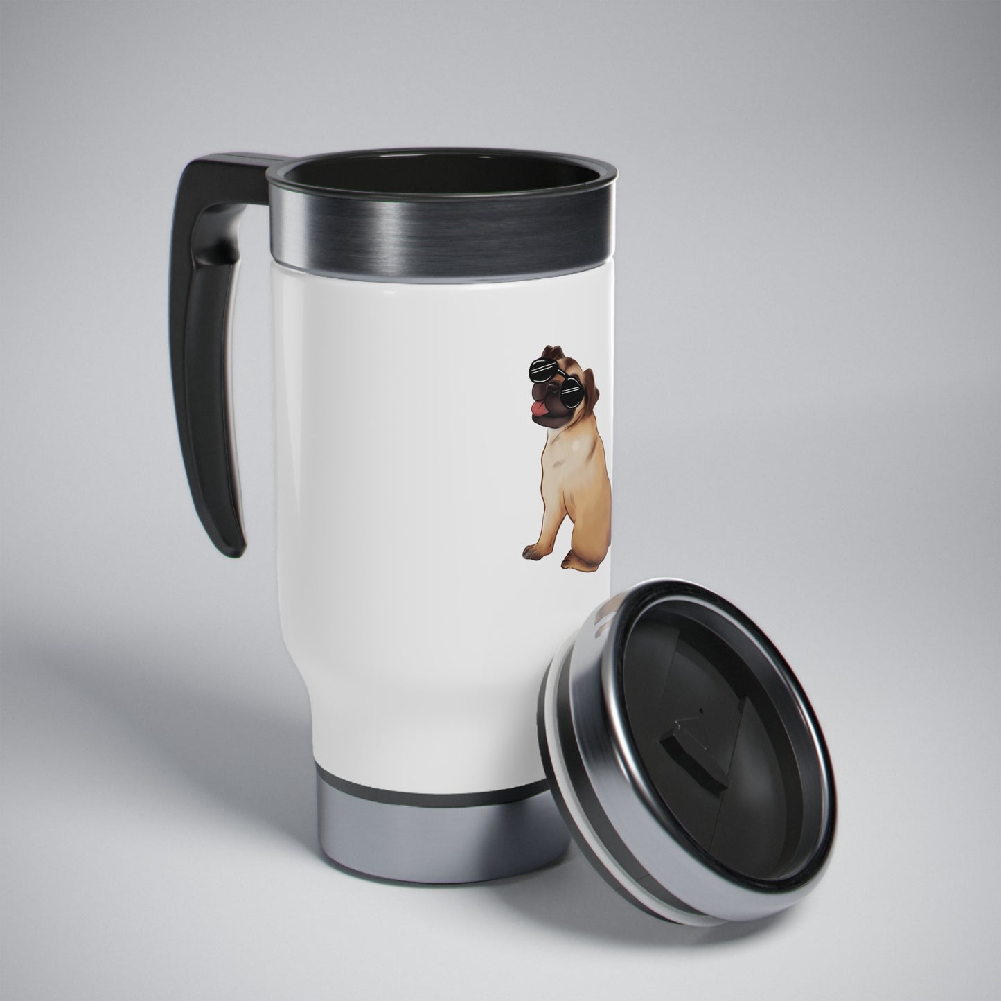 Pug - Stainless Steel Travel Mug with Handle, 14oz