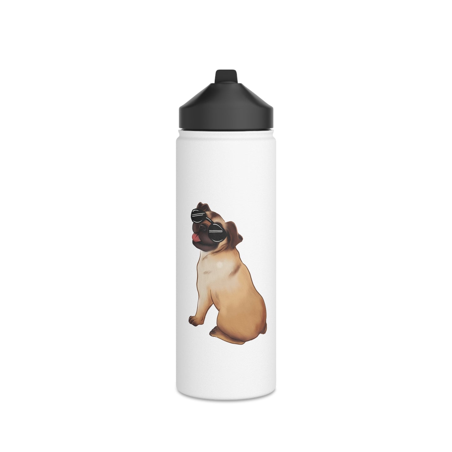 Pug - Stainless Steel Water Bottle, Standard Lid