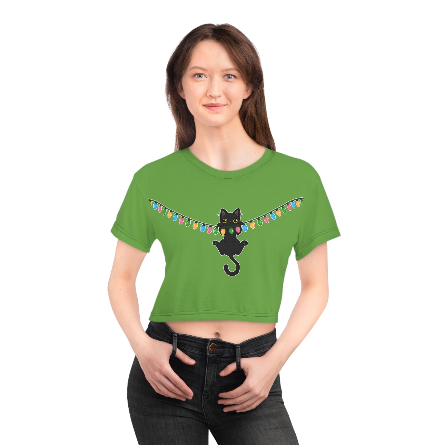 Meow Christmas - Crop Tee (AOP)