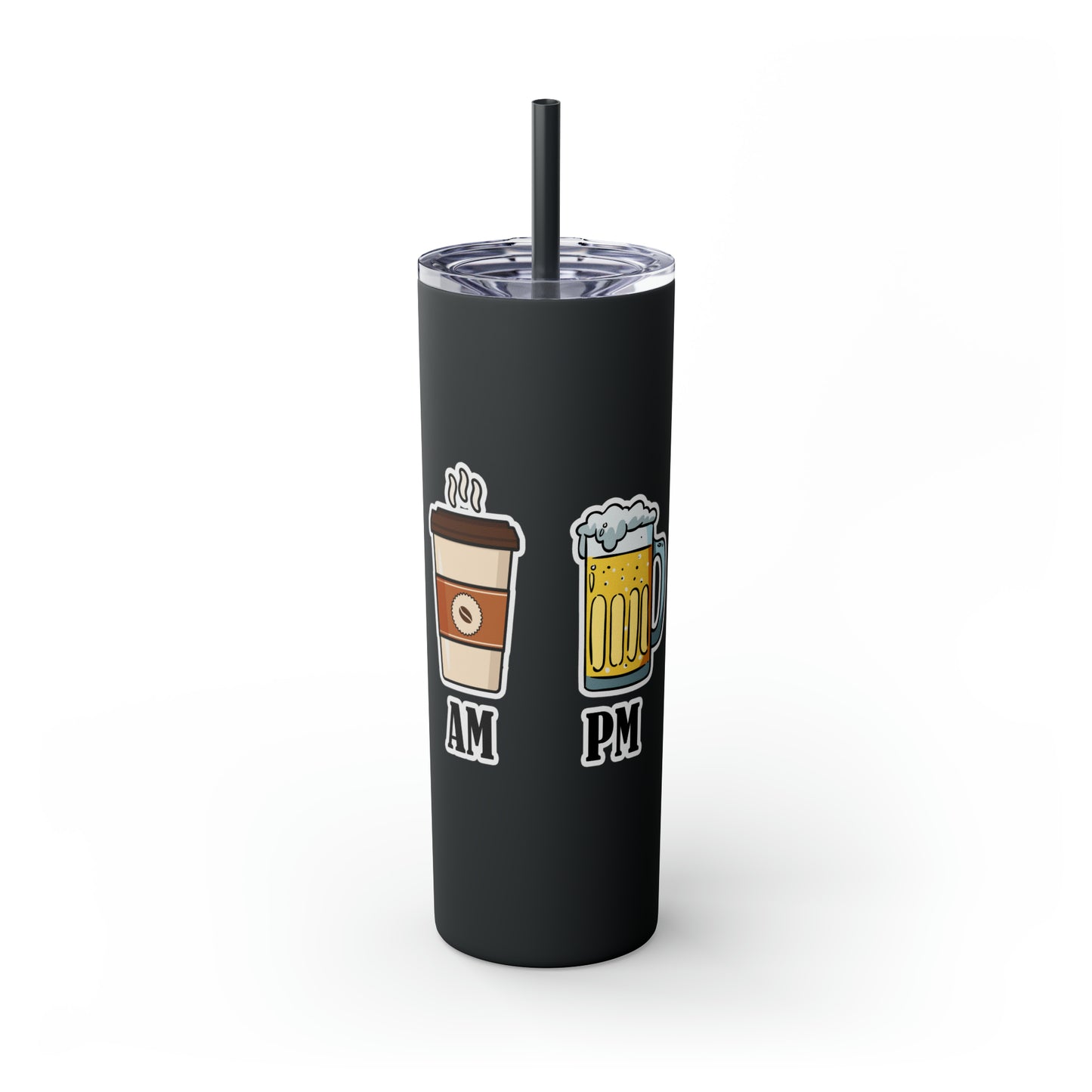 AM/PM - Skinny Tumbler with Straw, 20oz