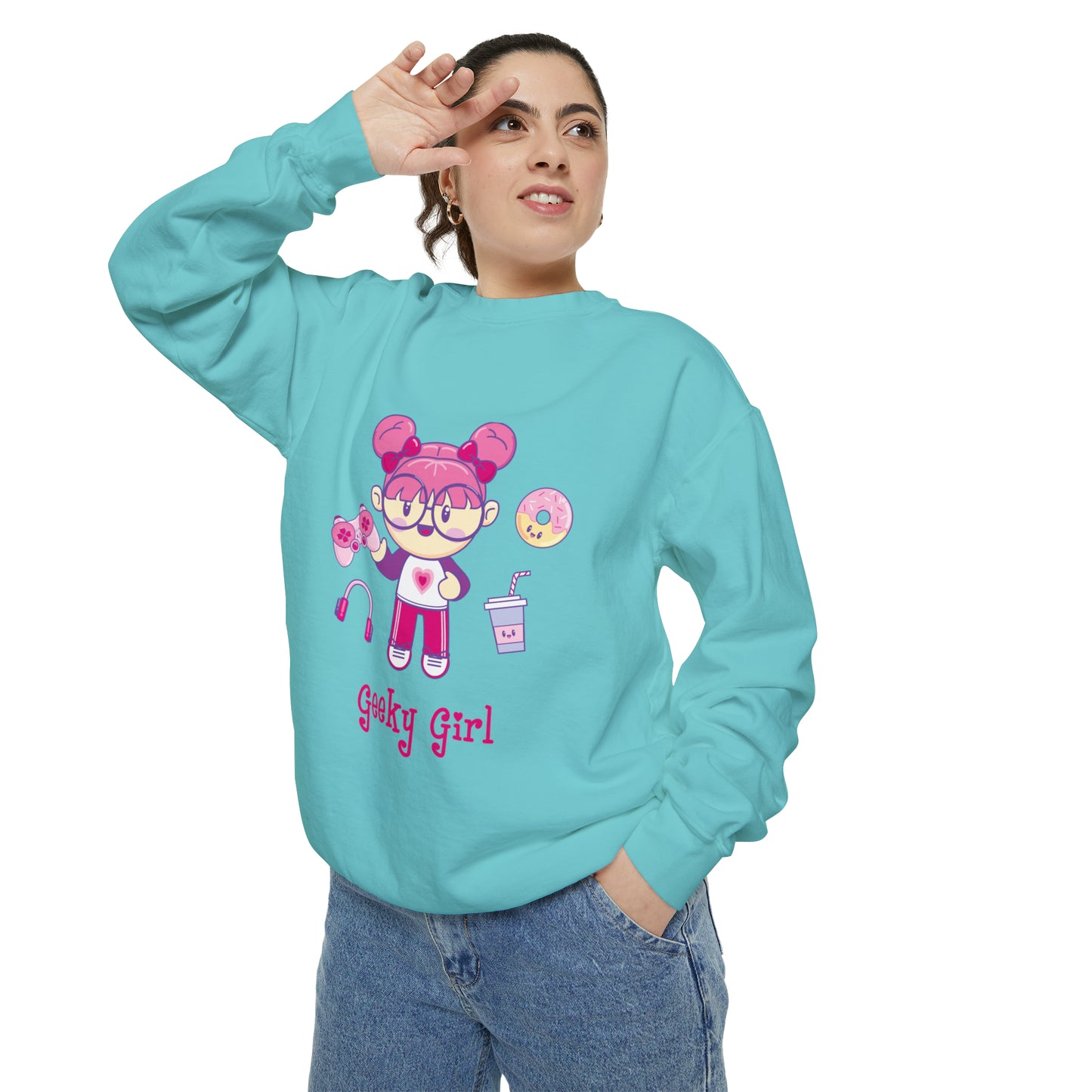 Geek Girl - Unisex Garment-Dyed Sweatshirt