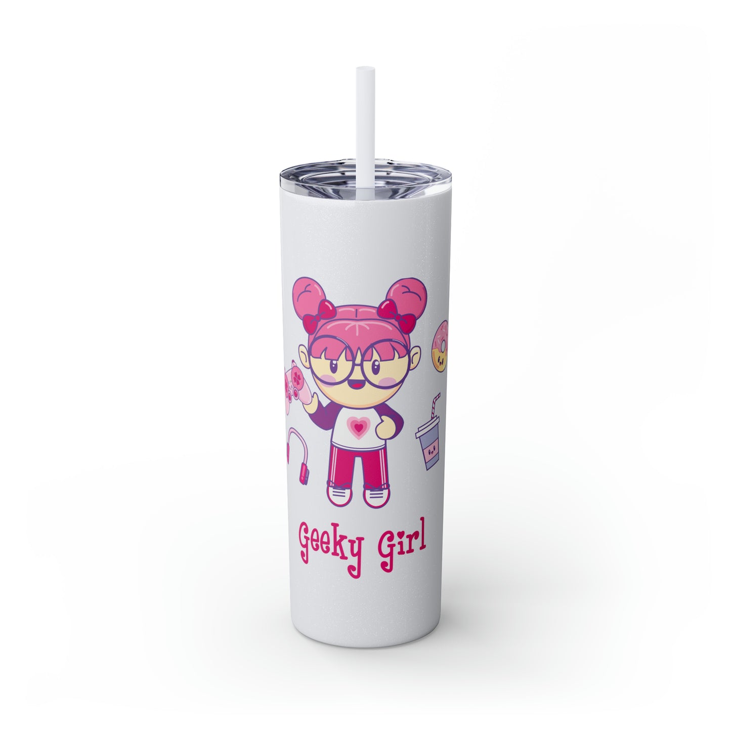 Geek Girl - Skinny Tumbler with Straw, 20oz